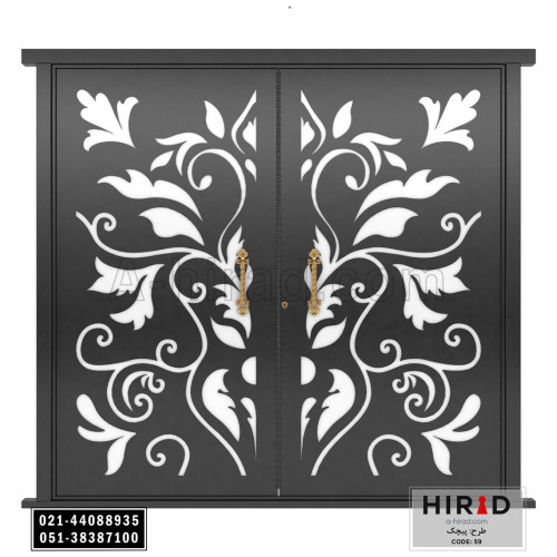 درب فلزی لیزری دولنگه هیراد طرح پیچک کد 2059 عرض 265 ارتفاع 223 